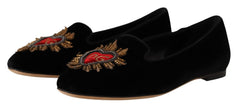 Dolce & Gabbana Black DG Sacred Heart Patch Slip On Flat Shoes -   -  Dolce & Gabbana.
