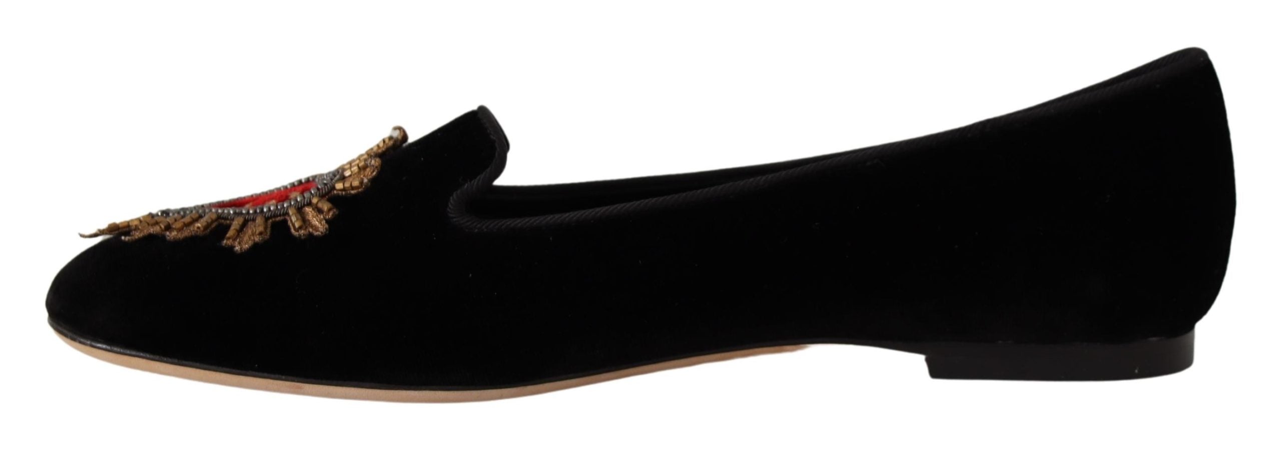 Dolce & Gabbana Black DG Sacred Heart Patch Slip On Flat Shoes -   -  Dolce & Gabbana. Dolce & Gabbana Black DG Sacred Heart Patch Slip On Flat Shoes -   -  Dolce & Gabbana.