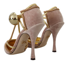 Dolce & Gabbana Pink Crystal T-strap Heels Pumps Shoes -   -  Dolce & Gabbana.