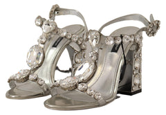 Dolce & Gabbana Silver Crystals Strap Buckle High Heel Sandals -   -  Dolce & Gabbana.