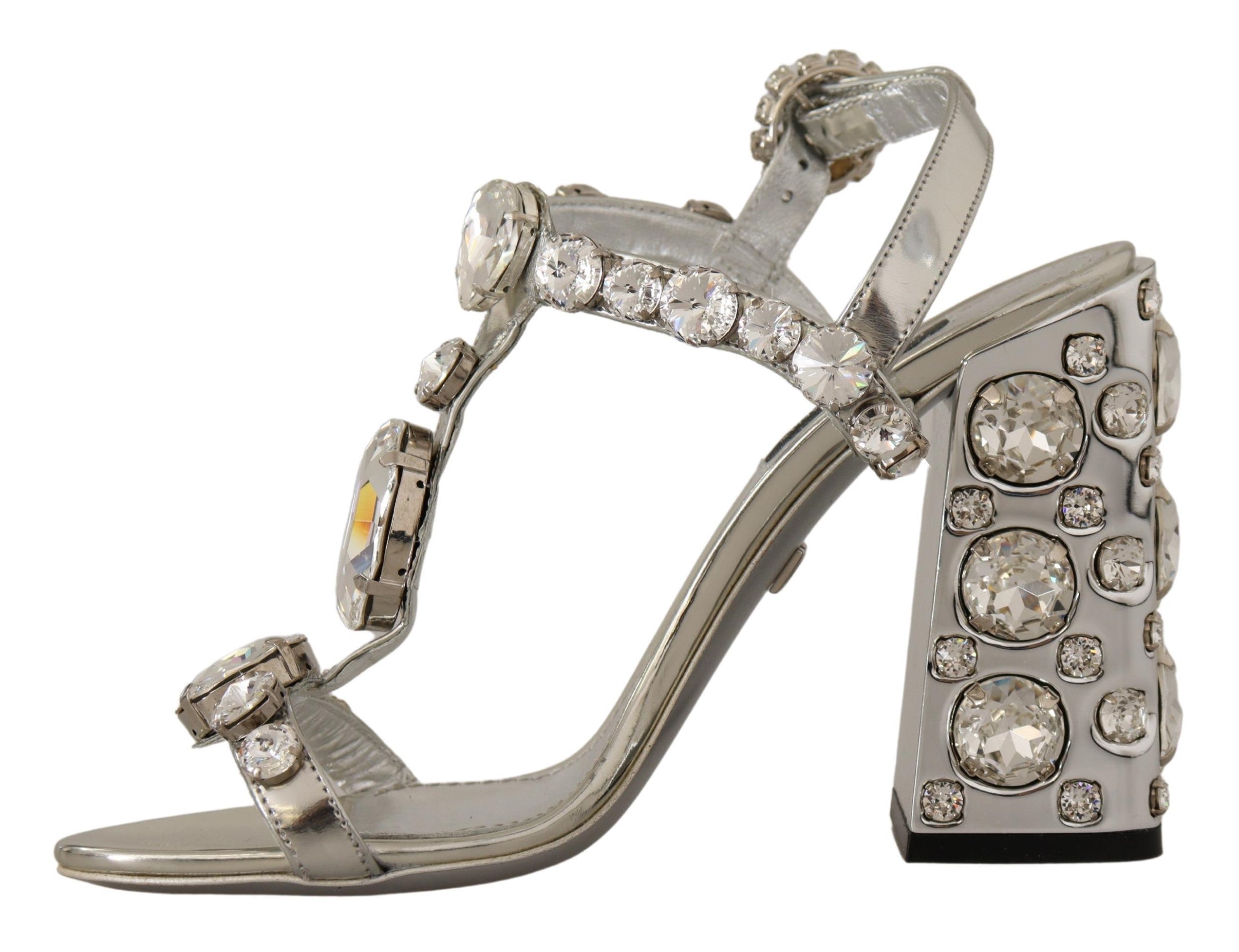 Dolce & Gabbana Silver Crystals Strap Buckle High Heel Sandals -   -  Dolce & Gabbana. Dolce & Gabbana Silver Crystals Strap Buckle High Heel Sandals -   -  Dolce & Gabbana.
