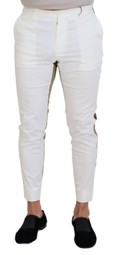 Dolce & Gabbana White Brown Slim Fit Chino Pants -   -  Dolce & Gabbana.