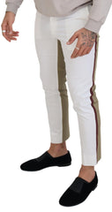 Dolce & Gabbana White Brown Slim Fit Chino Pants -   -  Dolce & Gabbana.
