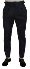 Dolce & Gabbana Black Wool Striped Chino Pants -   -  Dolce & Gabbana.
