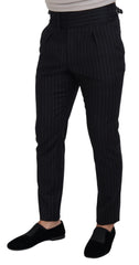 Dolce & Gabbana Black Wool Striped Chino Pants -   -  Dolce & Gabbana.