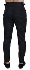 Dolce & Gabbana Black Wool Striped Chino Pants -   -  Dolce & Gabbana.