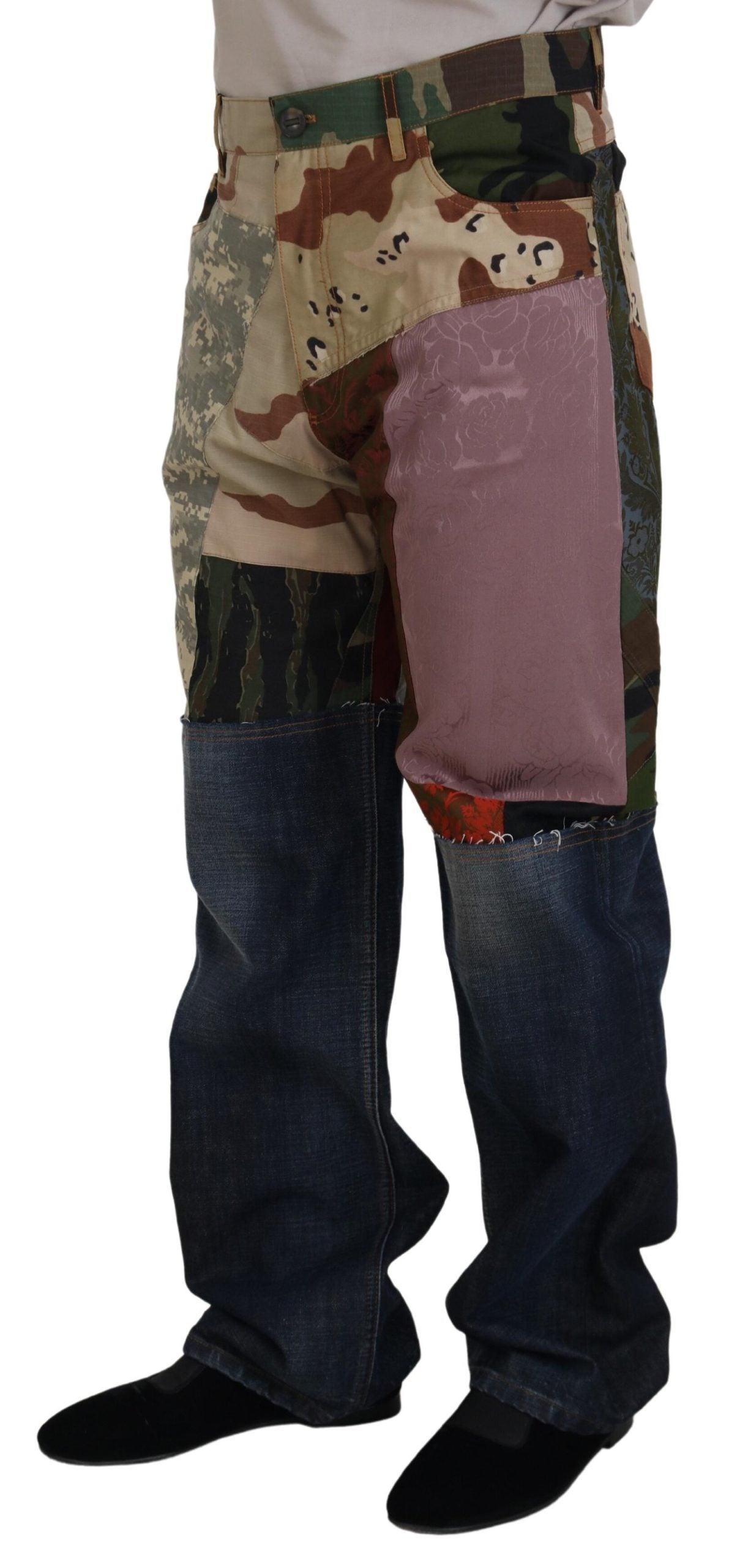 Dolce & Gabbana Multicolor Silk Patchwork Men Denim Jeans -   -  Dolce & Gabbana. Dolce & Gabbana Multicolor Silk Patchwork Men Denim Jeans -   -  Dolce & Gabbana.