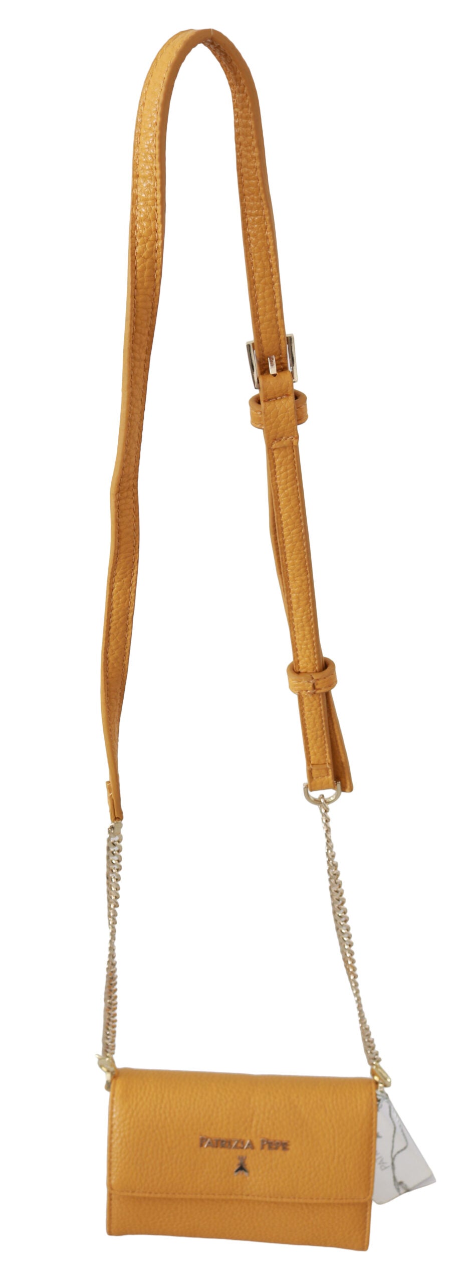 Patrizia Pepe Yellow Logo Leather Shoulder Strap Sling Bag -  Luxury Shoulder Bag for Women -  Patrizia Pepe. Patrizia Pepe Yellow Logo Leather Shoulder Strap Sling Bag -  Luxury Shoulder Bag for Women -  Patrizia Pepe.