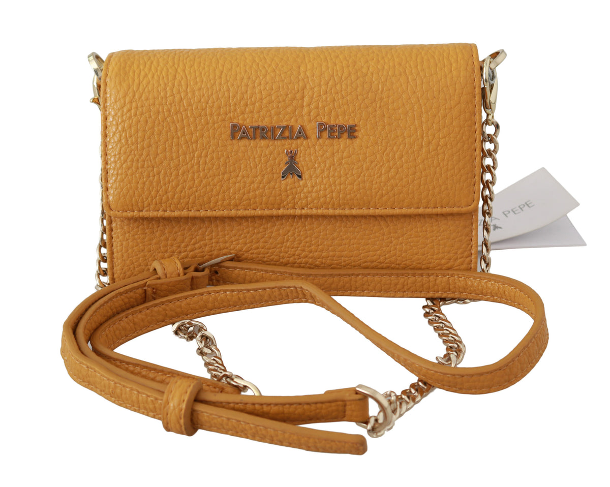Patrizia Pepe Yellow Logo Leather Shoulder Strap Sling Bag -  Luxury Shoulder Bag for Women -  Patrizia Pepe.