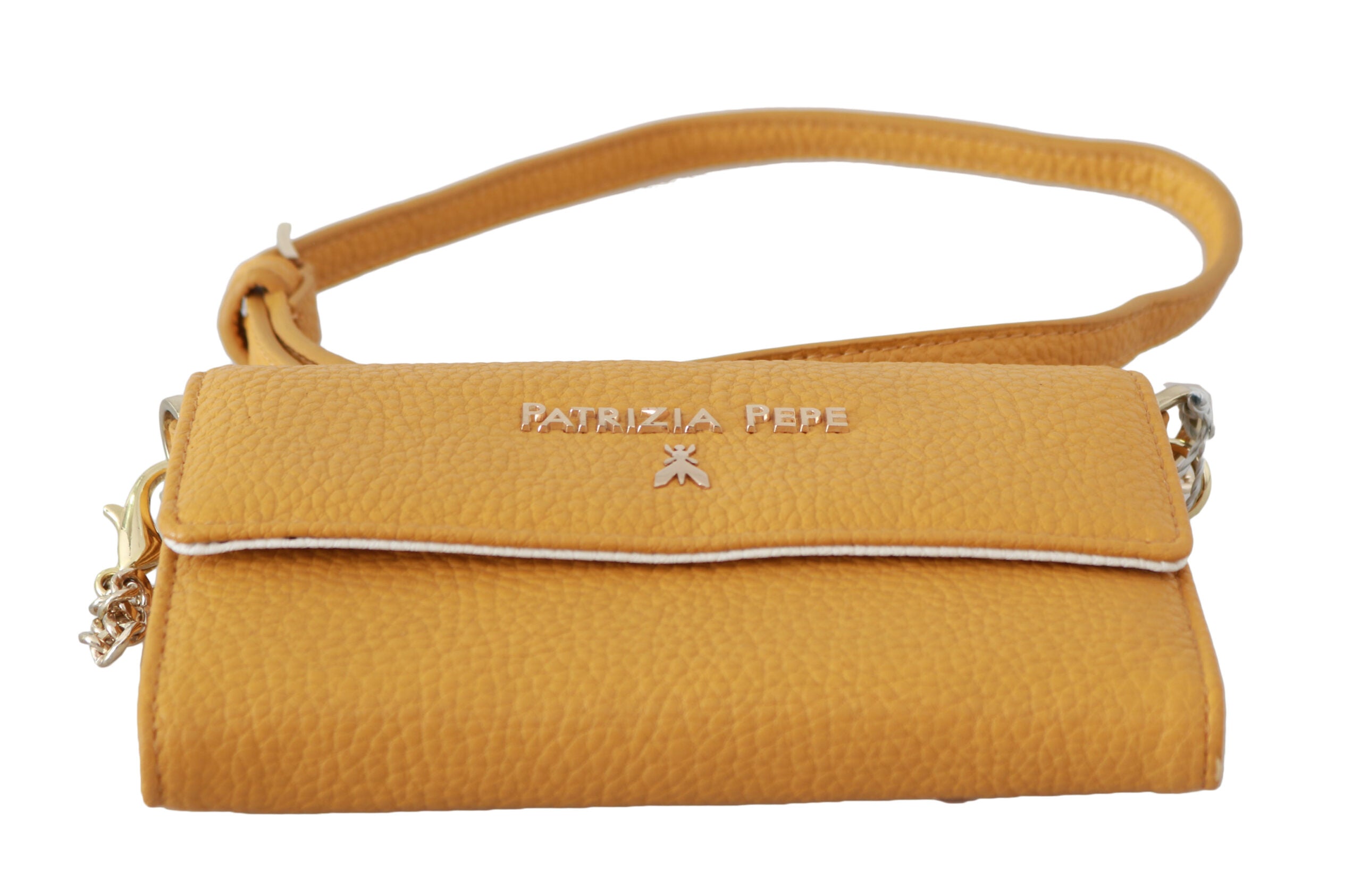 Patrizia Pepe Yellow Logo Leather Shoulder Strap Sling Bag -  Luxury Shoulder Bag for Women -  Patrizia Pepe. Patrizia Pepe Yellow Logo Leather Shoulder Strap Sling Bag -  Luxury Shoulder Bag for Women -  Patrizia Pepe.