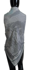 Costume National Gray Print Shawl Foulard Fringes Scarf - - Costume National.