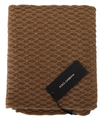 Dolce & Gabbana Dark Brown Wrap Shawl Knitted Camel Scarf - - Dolce & Gabbana.