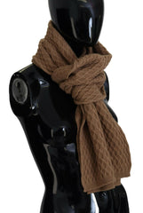 Dolce & Gabbana Dark Brown Wrap Shawl Knitted Camel Scarf - - Dolce & Gabbana.