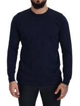 Paolo Pecora Milano Blue Cotton Crewneck Pullover Sweater -   -  Paolo Pecora Milano.