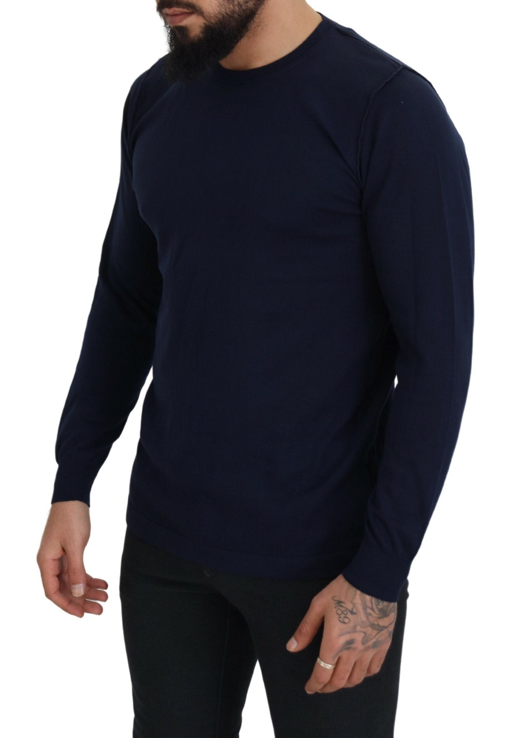 Paolo Pecora Milano Blue Cotton Crewneck Pullover Sweater -   -  Paolo Pecora Milano. Paolo Pecora Milano Blue Cotton Crewneck Pullover Sweater -   -  Paolo Pecora Milano.