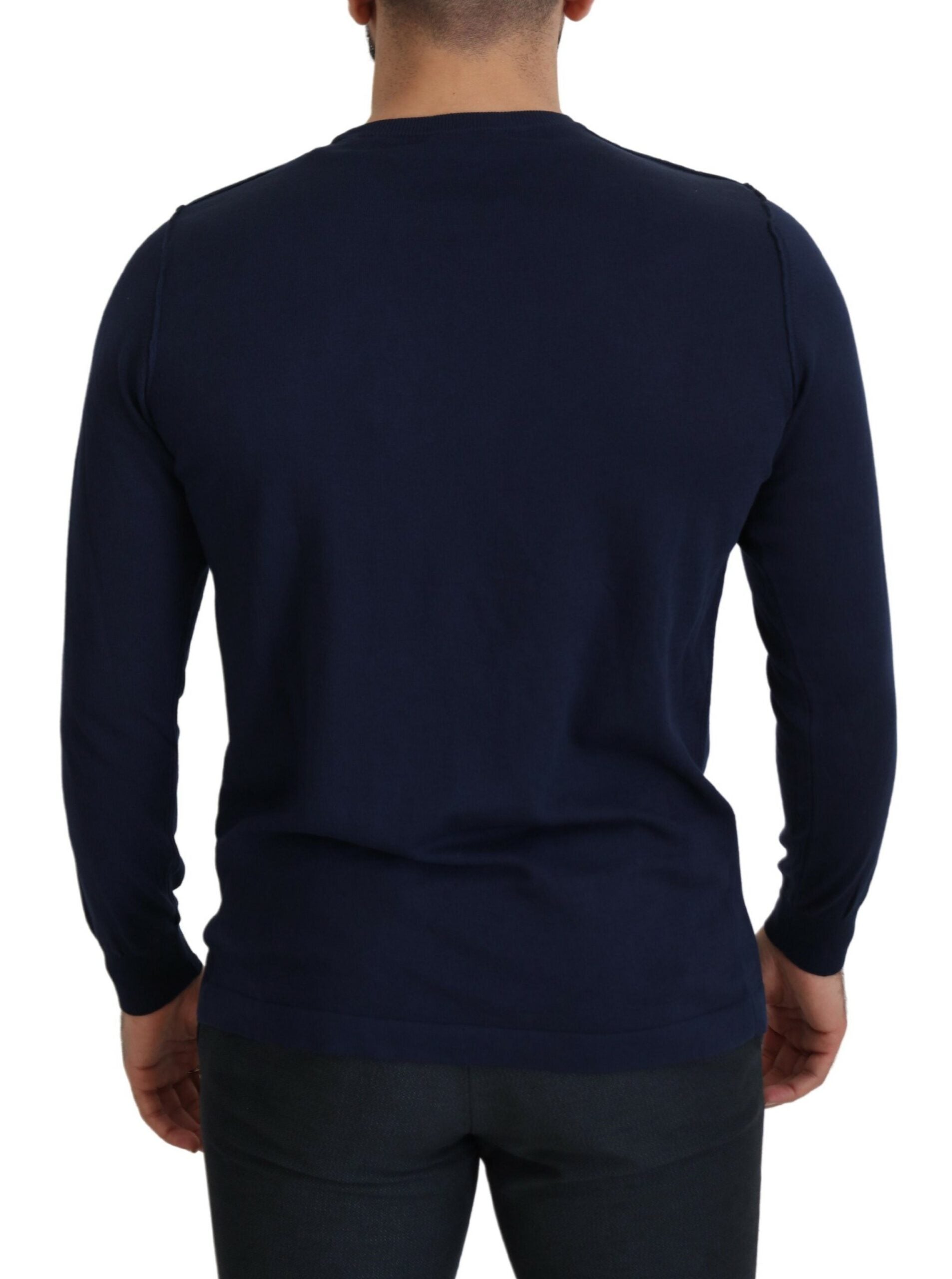 Paolo Pecora Milano Blue Cotton Crewneck Pullover Sweater -   -  Paolo Pecora Milano. Paolo Pecora Milano Blue Cotton Crewneck Pullover Sweater -   -  Paolo Pecora Milano.