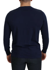 Paolo Pecora Milano Blue Cotton Crewneck Pullover Sweater -   -  Paolo Pecora Milano.