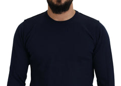 Paolo Pecora Milano Blue Cotton Crewneck Pullover Sweater -   -  Paolo Pecora Milano.