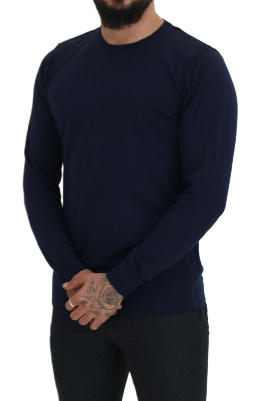 Paolo Pecora Milano Blue Cotton Crewneck Pullover Sweater -   -  Paolo Pecora Milano. Paolo Pecora Milano Blue Cotton Crewneck Pullover Sweater -   -  Paolo Pecora Milano.