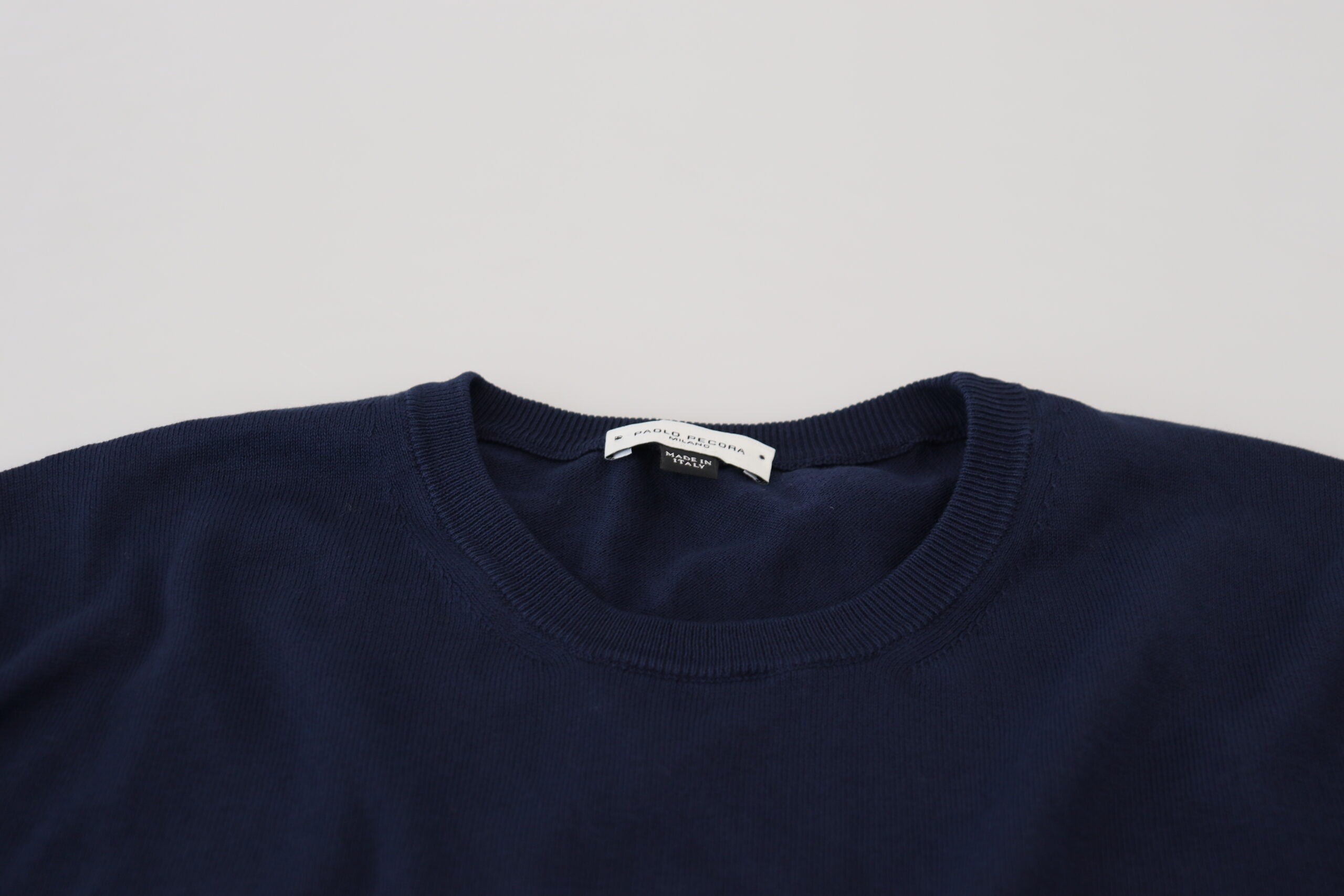 Paolo Pecora Milano Blue Cotton Crewneck Pullover Sweater -   -  Paolo Pecora Milano. Paolo Pecora Milano Blue Cotton Crewneck Pullover Sweater -   -  Paolo Pecora Milano.