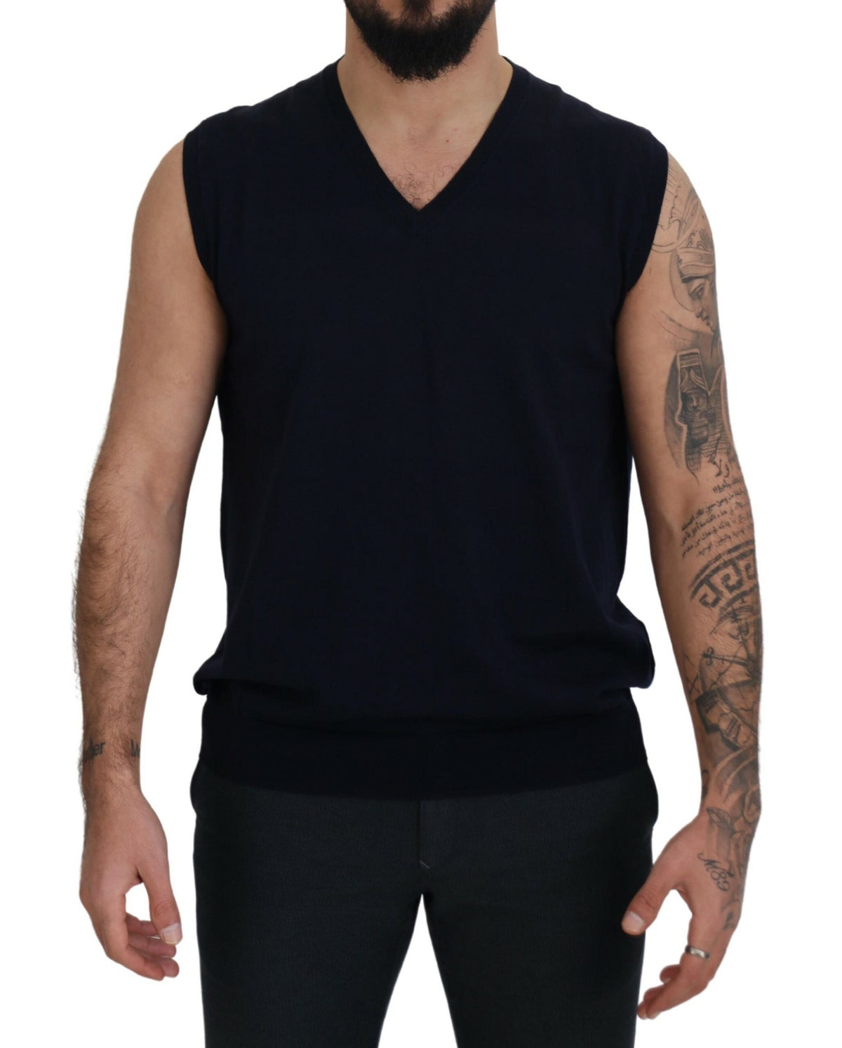 Paolo Pecora Milano Black Cotton V-neck Sleeveless Tank T-shirt -   -  Paolo Pecora Milano.