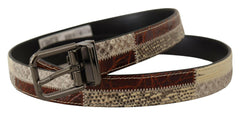 Dolce & Gabbana Multicolor Exotic Leather Patchwork Metal Belt -   -  Dolce & Gabbana.