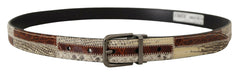 Dolce & Gabbana Multicolor Exotic Leather Patchwork Metal Belt -   -  Dolce & Gabbana.