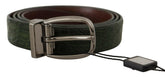 Dolce & Gabbana Green Exotic Leather Silver Buckle Belt -   -  Dolce & Gabbana.