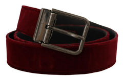 Dolce & Gabbana Maroon Velvet Leather Wide Vintage Metal Buckle Belt -   -  Dolce & Gabbana.