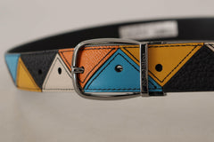Dolce & Gabbana Multicolor Leather Silver Tone Logo Buckle Belt -   -  Dolce & Gabbana.