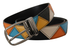 Dolce & Gabbana Multicolor Leather Silver Tone Logo Buckle Belt -   -  Dolce & Gabbana.