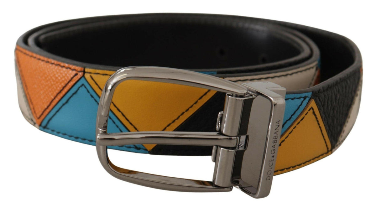 Dolce & Gabbana Multicolor Leather Silver Tone Logo Buckle Belt -   -  Dolce & Gabbana.