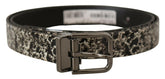 Dolce & Gabbana Black Marble Print Leather Gray Logo Belt -   -  Dolce & Gabbana.