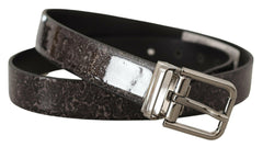 Dolce & Gabbana Black Goccia Glitter Patent Leather Buckle Vernice Belt -   -  Dolce & Gabbana.