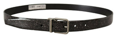 Dolce & Gabbana Black Goccia Glitter Patent Leather Buckle Vernice Belt -   -  Dolce & Gabbana.