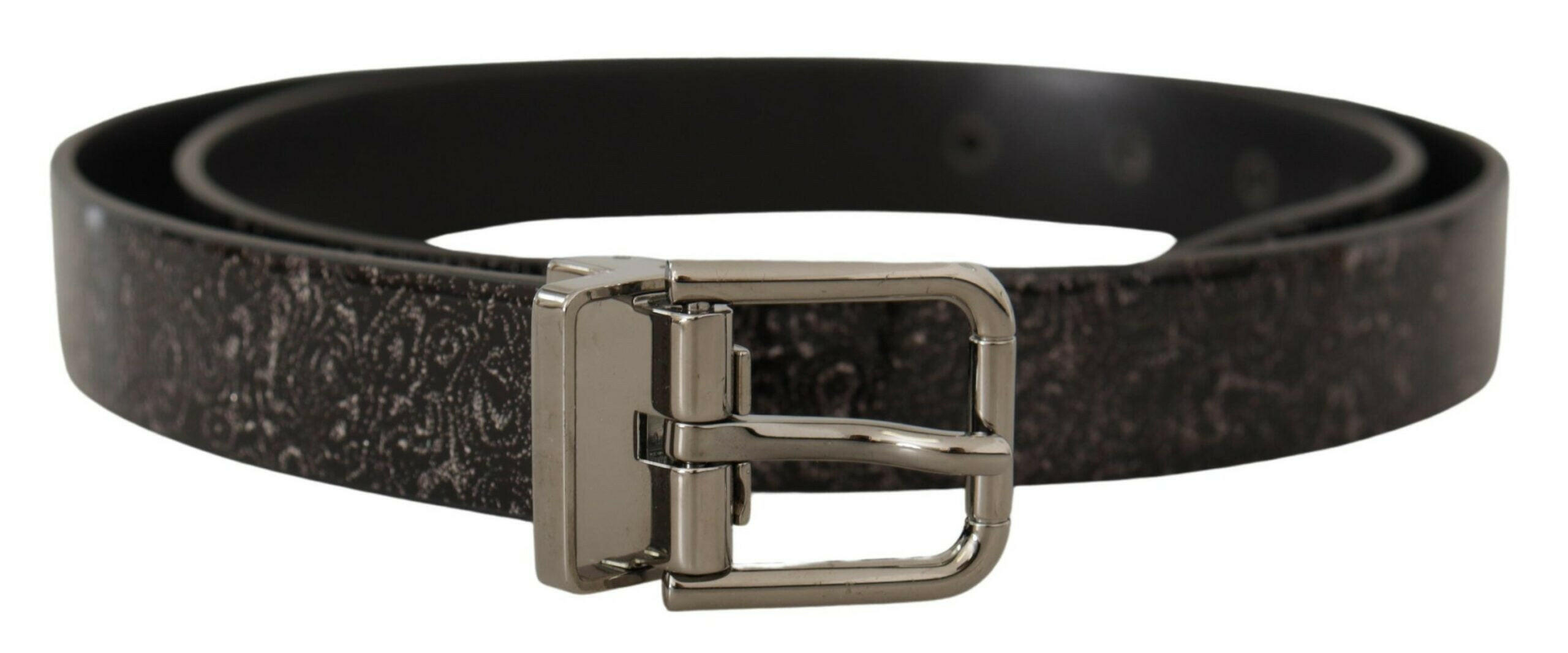 Dolce & Gabbana Black Goccia Glitter Patent Leather Buckle Vernice Belt -   -  Dolce & Gabbana.