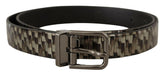 Dolce & Gabbana Brown Herringbone Leather Gray Belt -   -  Dolce & Gabbana.