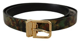 Dolce & Gabbana Black Green Leather Bronze Metal Buckle Belt -   -  Dolce & Gabbana.