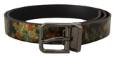 Dolce & Gabbana Black Sparkling Leather Black Metal Buckle Belt -   -  Dolce & Gabbana.