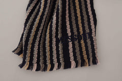 Missoni Multicolor Stripes Wool Knit Fringe Shawl Scarf -   -  Missoni.