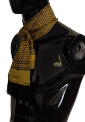 Dolce & Gabbana Yellow Patterned Silk Neck Wrap Fringe Scarf - - Dolce & Gabbana.