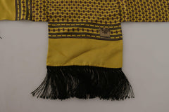 Dolce & Gabbana Yellow Patterned Silk Neck Wrap Fringe Scarf - - Dolce & Gabbana.
