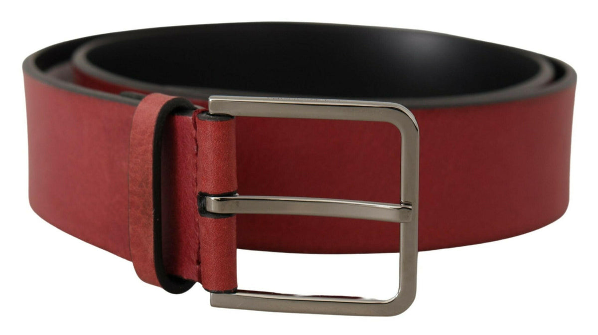 Dolce & Gabbana Maroon Vitello Silver Metal Logo Buckle Belt -   -  Dolce & Gabbana.