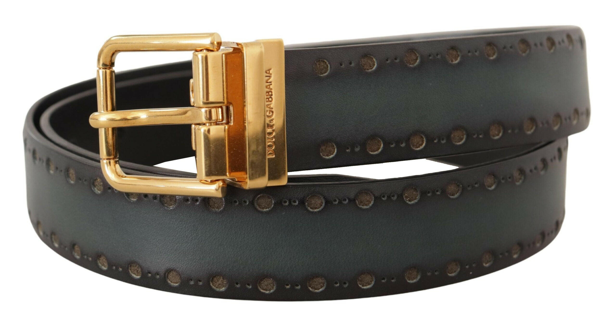 Dolce & Gabbana Green Perforated Leather Brass Metal Belt -   -  Dolce & Gabbana. Dolce & Gabbana Green Perforated Leather Brass Metal Belt -   -  Dolce & Gabbana.