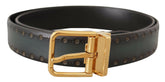 Dolce & Gabbana Green Perforated Leather Brass Metal Belt -   -  Dolce & Gabbana.