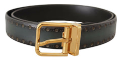 Dolce & Gabbana Green Perforated Leather Brass Metal Belt -   -  Dolce & Gabbana.