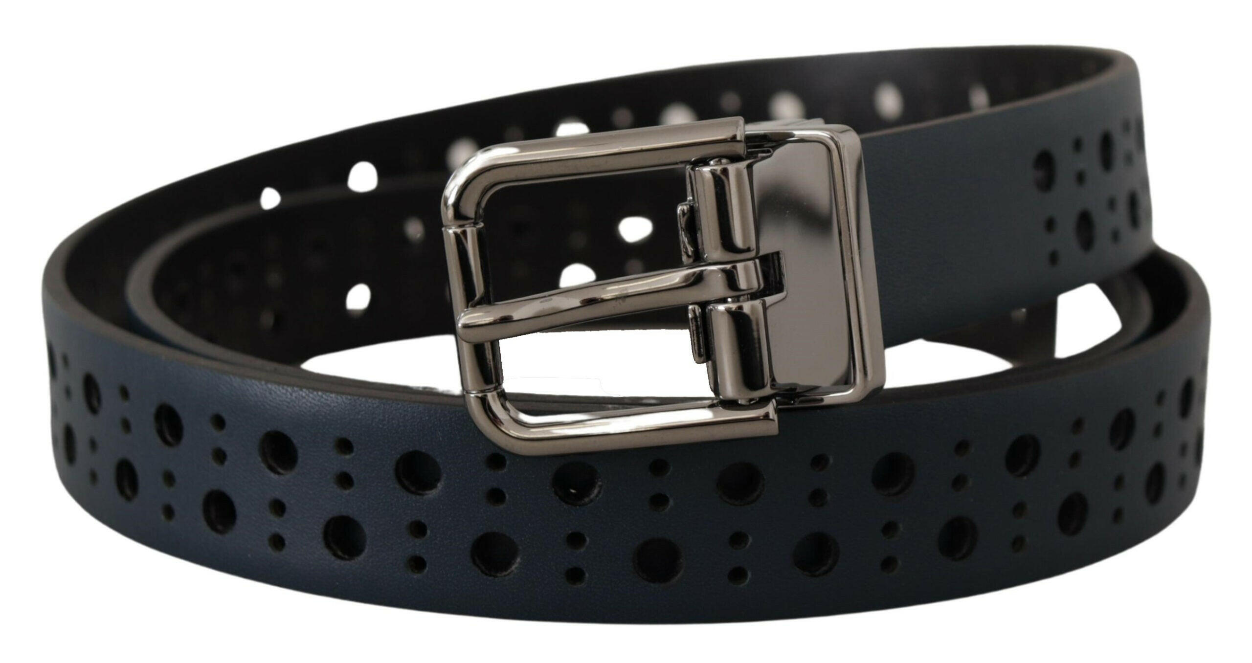 Dolce & Gabbana Navy Blue Perforated Leather Skinny Metal Buckle Belt -   -  Dolce & Gabbana. Dolce & Gabbana Navy Blue Perforated Leather Skinny Metal Buckle Belt -   -  Dolce & Gabbana.