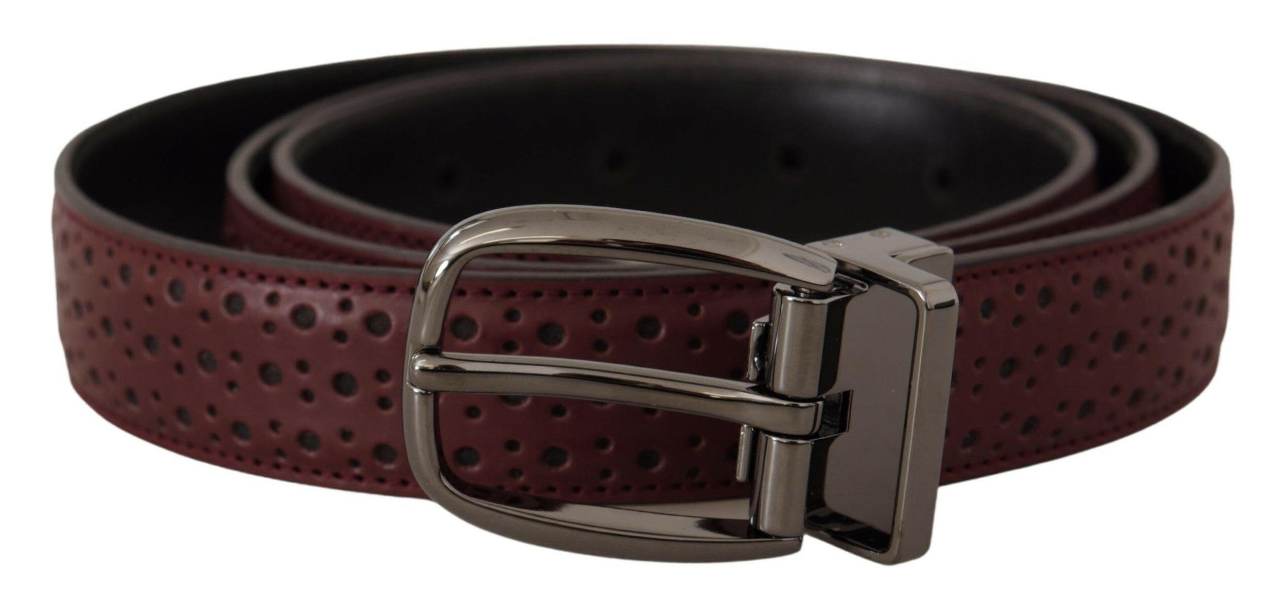 Dolce & Gabbana Brown Perforated Leather Metal Buckle Belt -   -  Dolce & Gabbana.