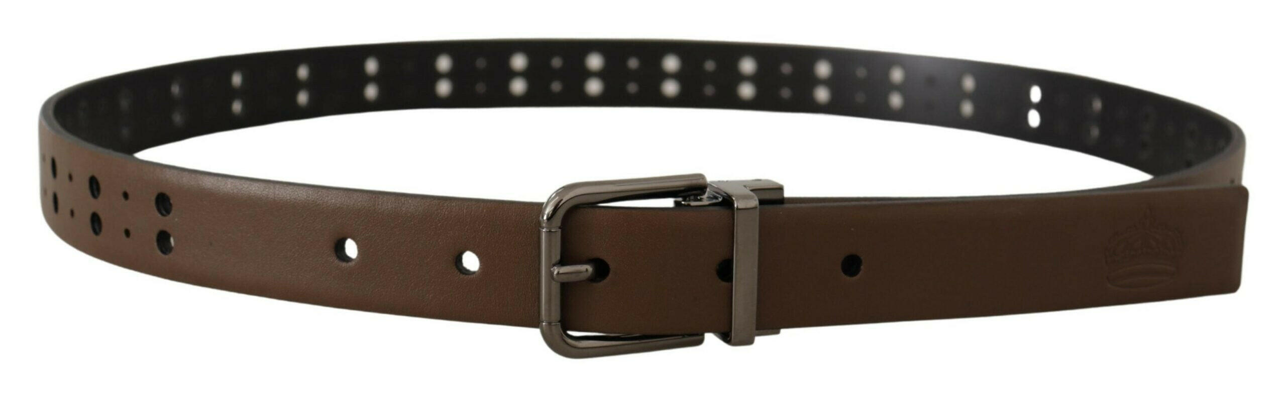 Dolce & Gabbana Dark Brown Perforated Leather Metal Belt -   -  Dolce & Gabbana. Dolce & Gabbana Dark Brown Perforated Leather Metal Belt -   -  Dolce & Gabbana.