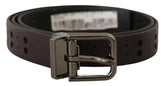 Dolce & Gabbana Burgundy Leather Perforated Metal Buckle Belt -   -  Dolce & Gabbana.